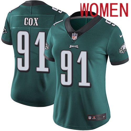 Women Philadelphia Eagles 91 Fletcher Cox Nike Midnight Green Vapor Limited NFL Jersey